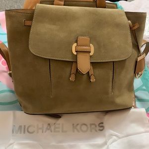 NWT Michael Kors suede and leather backpack purse